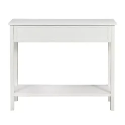 White Ribbed Wood 2-Drawer Colleen Console Table