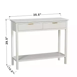 White Ribbed Wood 2-Drawer Colleen Console Table