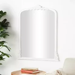 White Scroll Arched Rectangle Wall Mirror