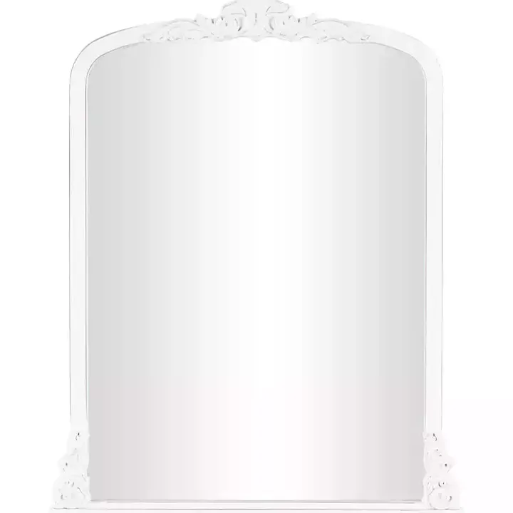 White Scroll Arched Rectangle Wall Mirror
