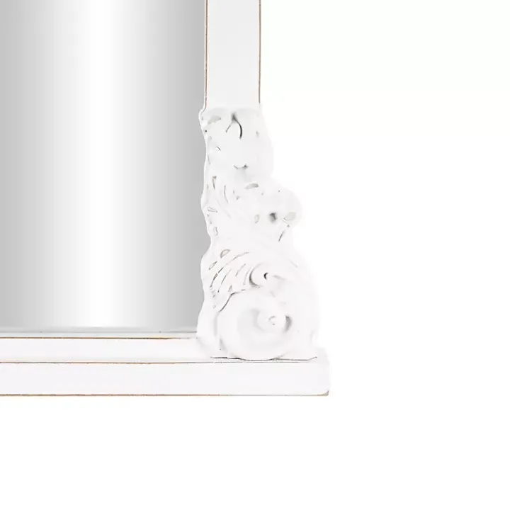 White Scroll Arched Rectangle Wall Mirror
