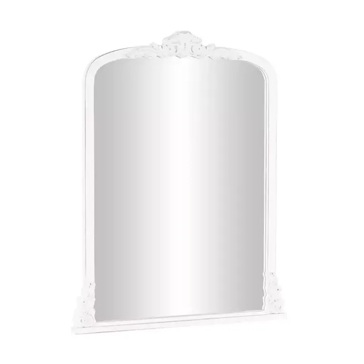 White Scroll Arched Rectangle Wall Mirror