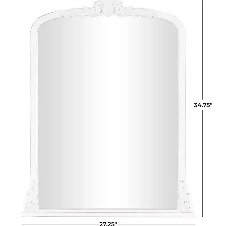 White Scroll Arched Rectangle Wall Mirror