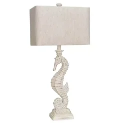 White Seahorse Table Lamps, Set of 2