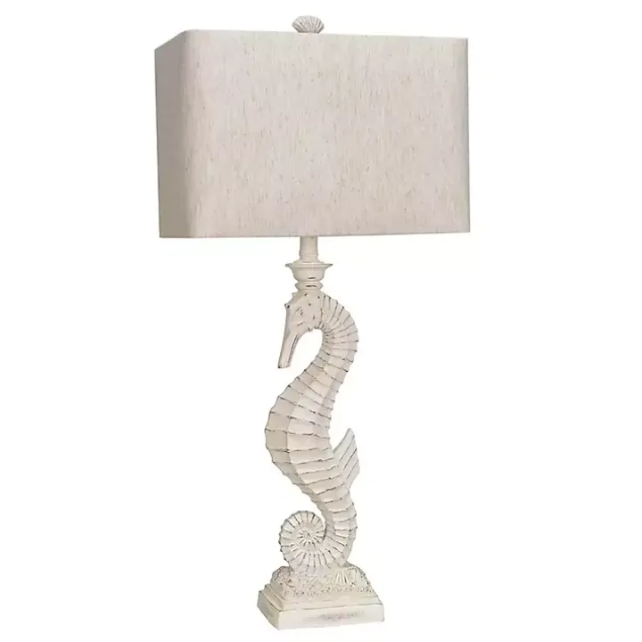 White Seahorse Table Lamps, Set of 2