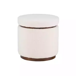 White Sherpa Upholstered Storage Ottoman