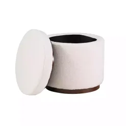 White Sherpa Upholstered Storage Ottoman