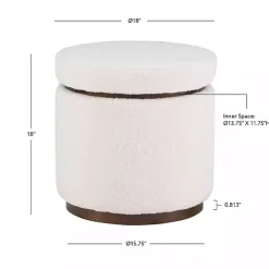 White Sherpa Upholstered Storage Ottoman