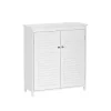 White Slatted 2-Door Bathroom Storage Cabinet