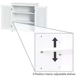 White Slatted 2-Door Bathroom Storage Cabinet