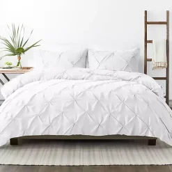 White Soft Pinched 3-pc. Twin Duvet Cover Set