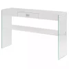 White Soho Glass Console Table with Shelf