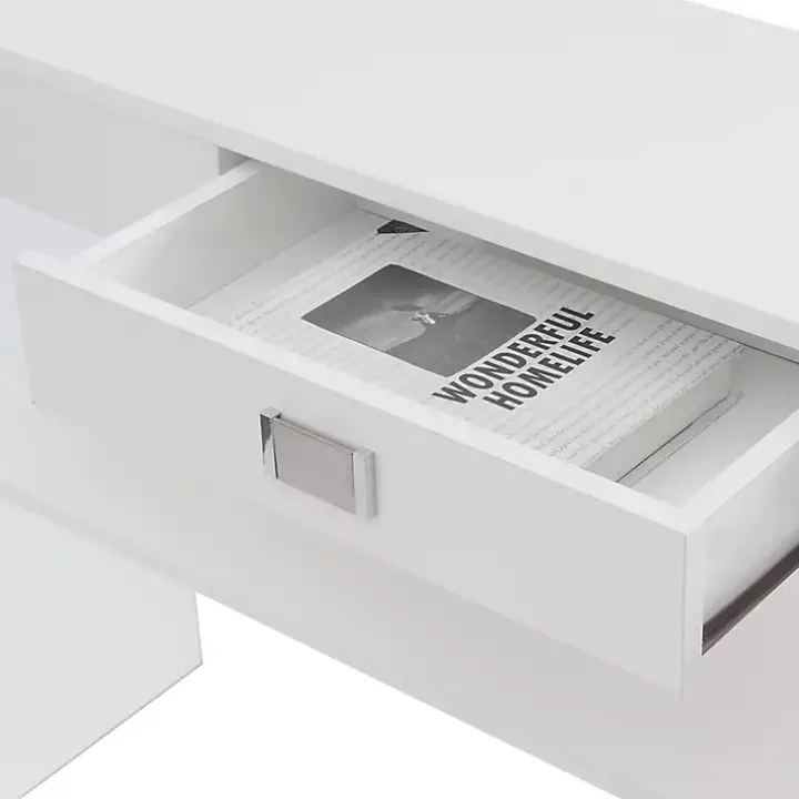 White Soho Glass Console Table with Shelf