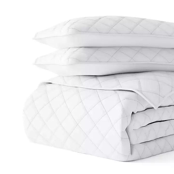 White Stitched Diamond 2-pc. Twin Quilt Set