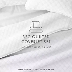 White Stitched Diamond 3-pc. King Quilt Set