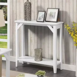 White Tapered Legs Rustic Console Table