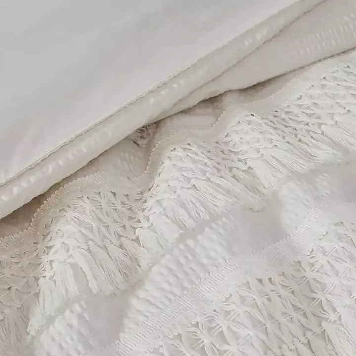 White Tassels California King 3-pc. Comforter Set