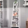 White 5-Tier Corner Ladder Shelves