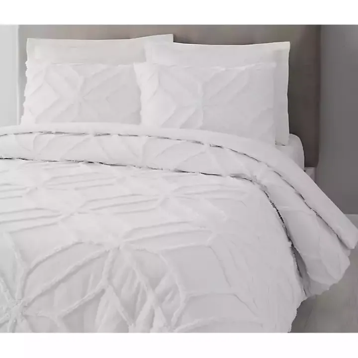 White Tufted Chenille 3-pc. King Duvet Set