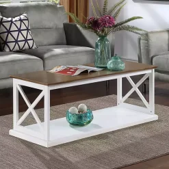 White Two-Tone Double X Sides Coffee Table