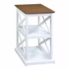 White Two-Tone Wood Double X Sides Accent Table