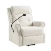White Upholstered Lift Assist Massaging Recliner