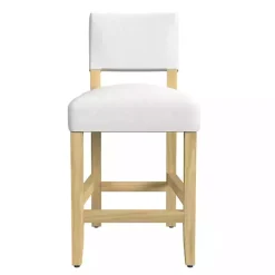 White Upholstered Wood Counter Stool