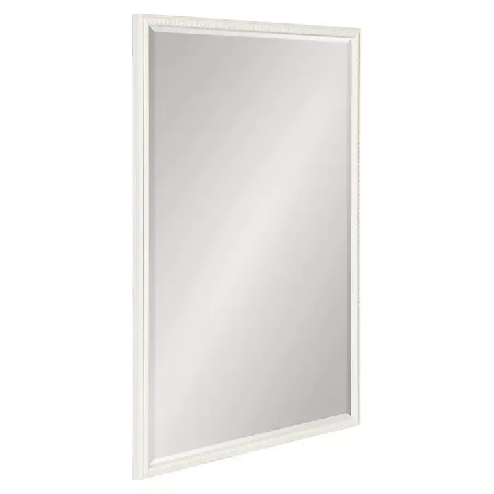 White Vintage Beaded Wall Mirror, 36 in.