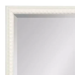 White Vintage Beaded Wall Mirror, 30 in.