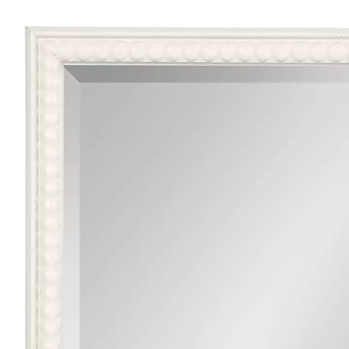 White Vintage Beaded Wall Mirror, 30 in.