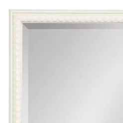 White Vintage Beaded Wall Mirror, 36 in.