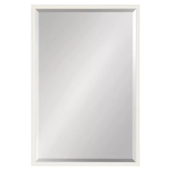 White Vintage Beaded Wall Mirror, 30 in.