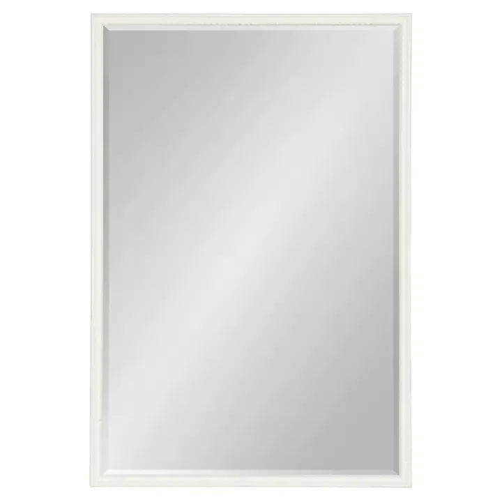 White Vintage Beaded Wall Mirror, 36 in.