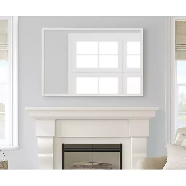 White Vintage Beaded Wall Mirror, 36 in.