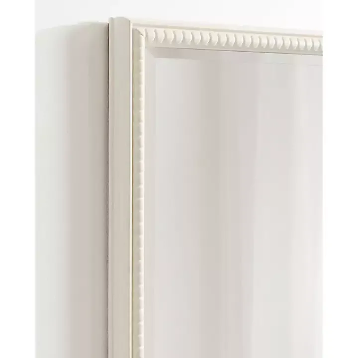 White Vintage Beaded Wall Mirror, 30 in.