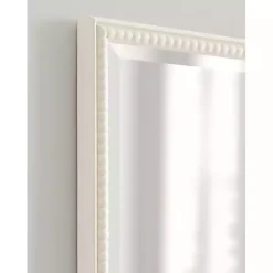 White Vintage Beaded Wall Mirror, 36 in.