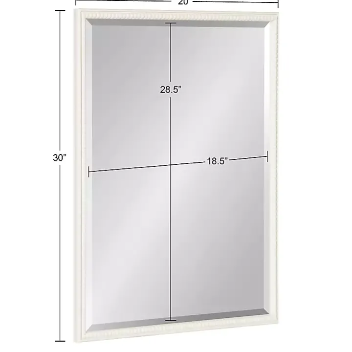 White Vintage Beaded Wall Mirror, 30 in.