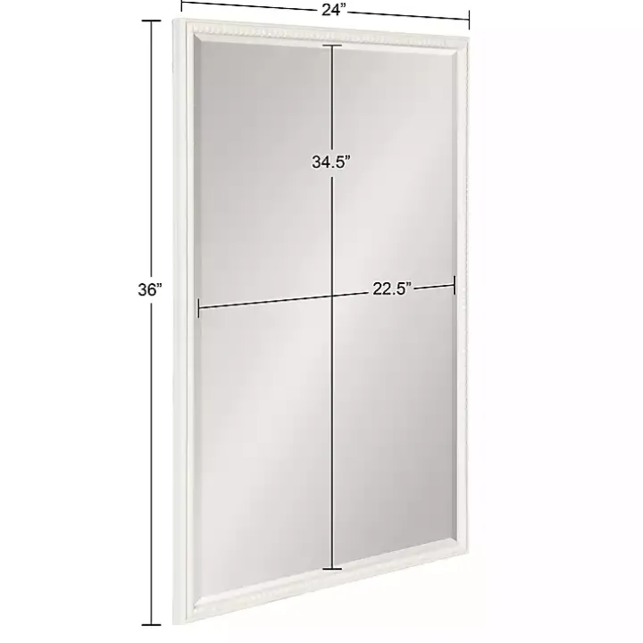 White Vintage Beaded Wall Mirror, 36 in.