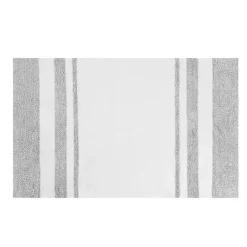 White with Gray Stripe Reversible Bath Mat, 30 in.