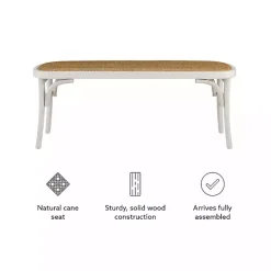 White Wood & Rattan Conelly Bench