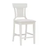 White Wood and Rattan Upholstered Counter Stool
