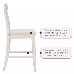 White Wood and Rattan Upholstered Counter Stool