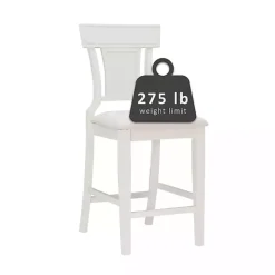 White Wood and Rattan Upholstered Counter Stool