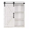 White Wood Barn Door 5-Shelf Wall Cabinet