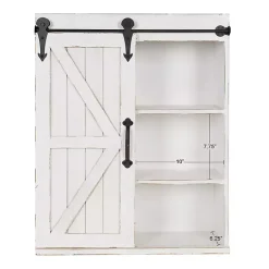 White Wood Barn Door 5-Shelf Wall Cabinet