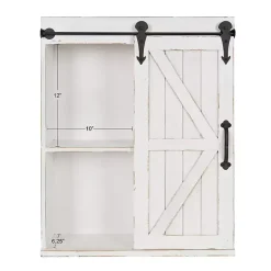 White Wood Barn Door 5-Shelf Wall Cabinet
