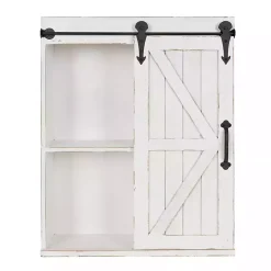 White Wood Barn Door 5-Shelf Wall Cabinet