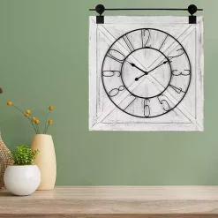 White Wood Barndoor Wall Clock