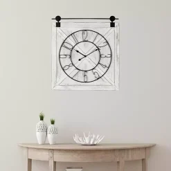 White Wood Barndoor Wall Clock