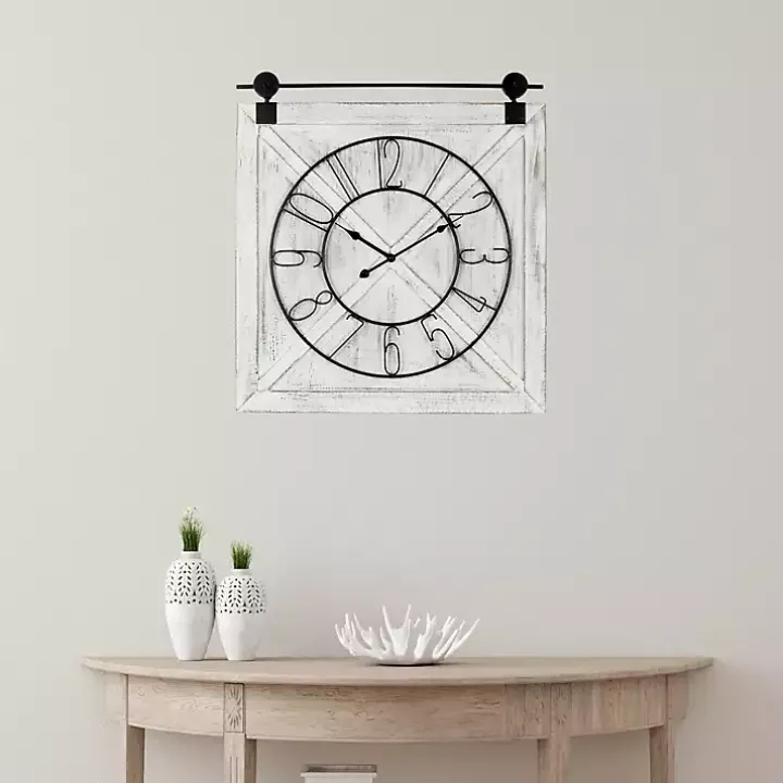 White Wood Barndoor Wall Clock